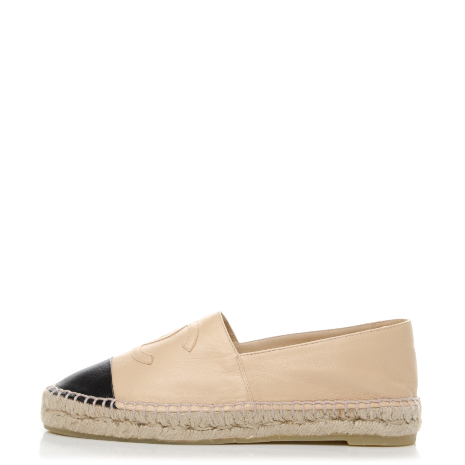 Chanel Lambskin CC Espadrilles 37 Beige Black 1 of 3