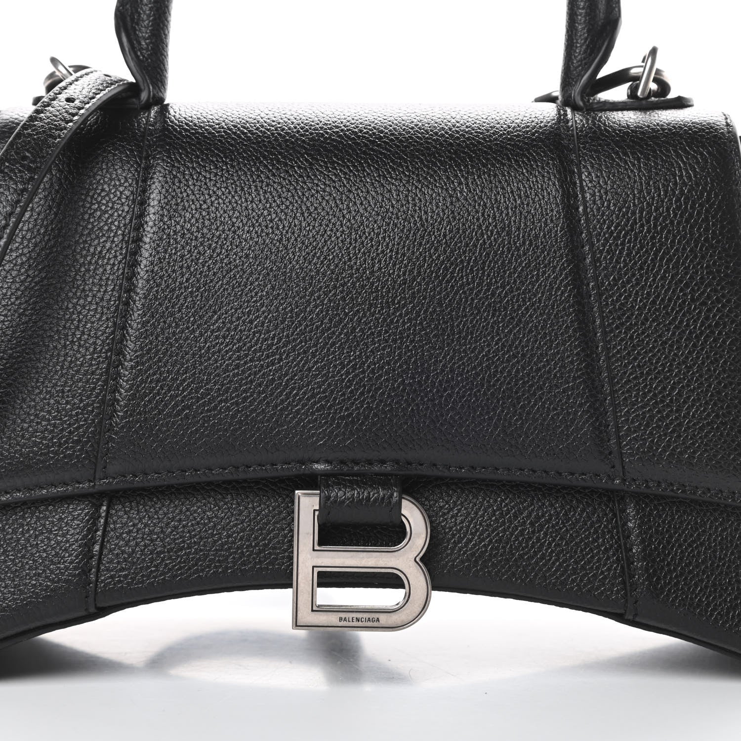 Balenciaga Grained Calfskin Small Hourglass Top Handle Bag Black 8 of 11