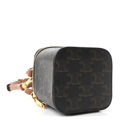 Celine Triomphe Canvas Calfskin Mini Vanity Case Tan 4 of 10