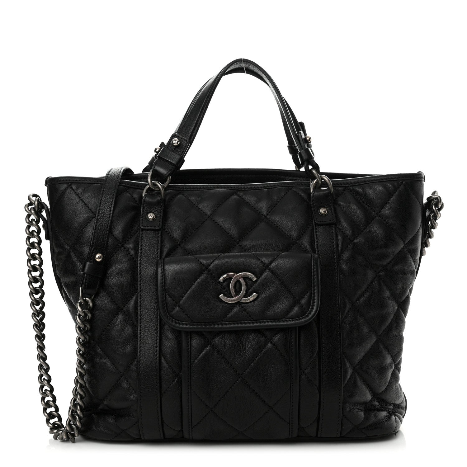 Chanel Calfskin Quilted Small Casual Riviera Tote Black 1 of 14