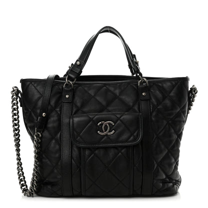 Chanel Calfskin Quilted Small Casual Riviera Tote Black 1 of 13