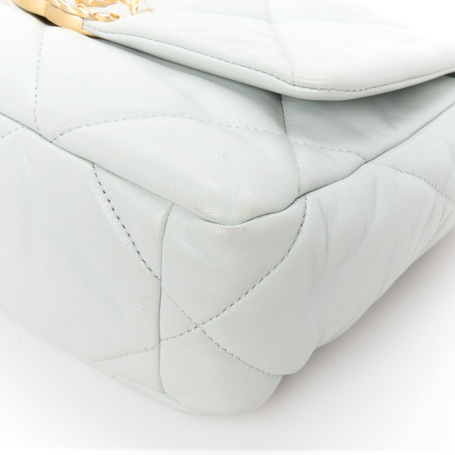 Lambskin Quilted Medium Chanel 19 Flap Light Blue