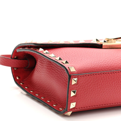 Valentino Garavani Pebbled Calfskin Medium Rockstud Flip Lock Crossbody Bag Red 9 of 10