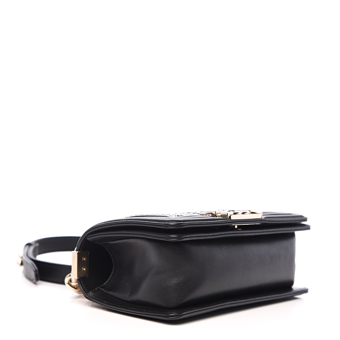 Calfskin Pearl Small Boy Flap Black