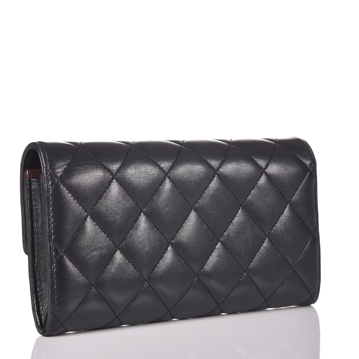 Chanel Lambskin Quilted Large Gusset Flap Wallet Black 3 of 10