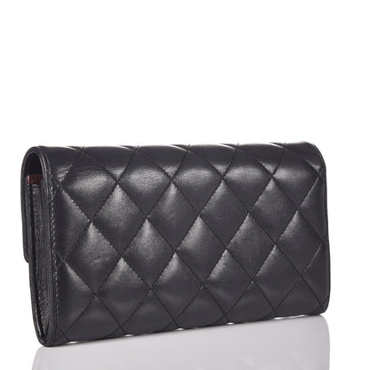 Chanel Lambskin Quilted Large Gusset Flap Wallet Black 3 of 10