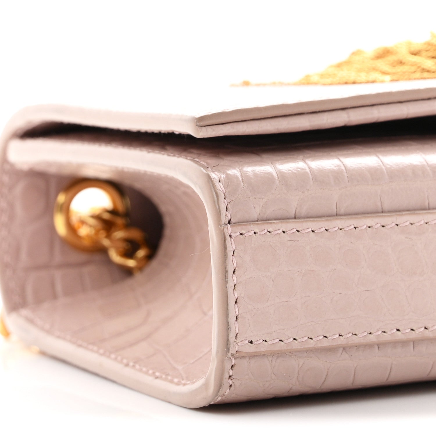 Saint Laurent Calfskin Crocodile Embossed Small Classic Monogram Kate Tassel Satchel Light Pink 7 of 8