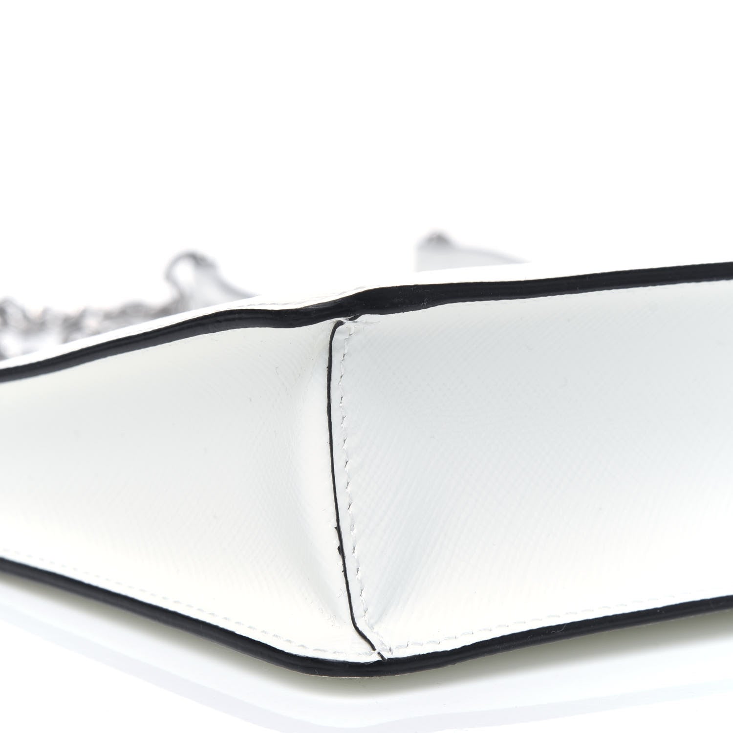 Prada Saffiano Vernice Chain Crossbody Bag Bianco 9 of 12