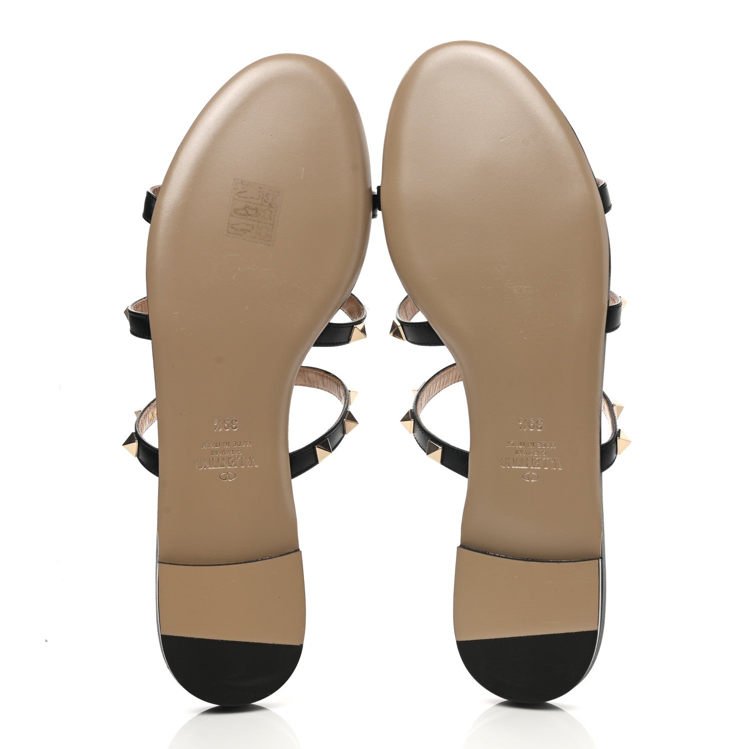 Valentino Garavani Nappa Rockstud Caged Flat Slide Sandals 39.5 Black 5 of 7