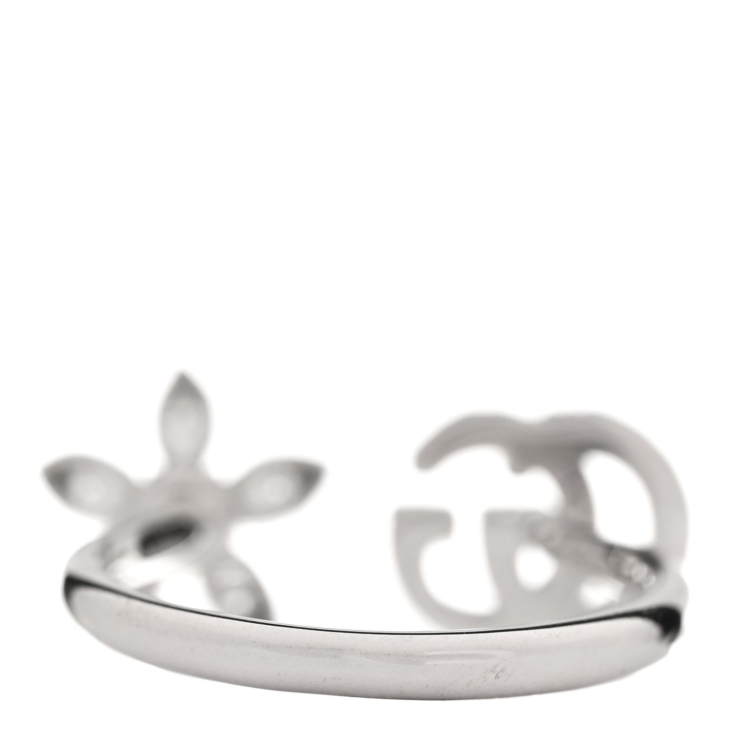 18K White Gold Diamond Flora GG Open Ring 56 7.5