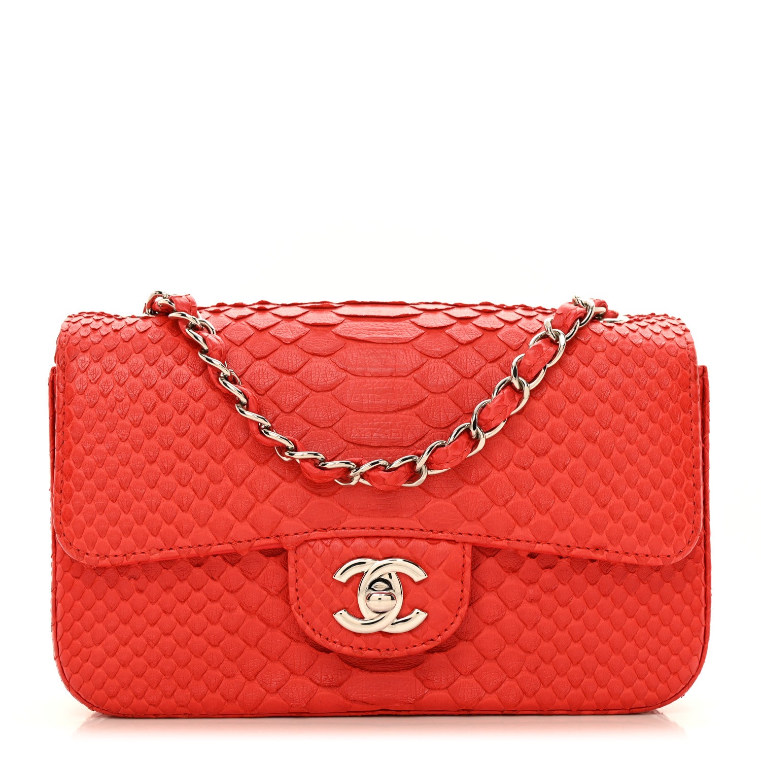 Chanel Snakeskin Mini Rectangular Flap Red 1 of 10