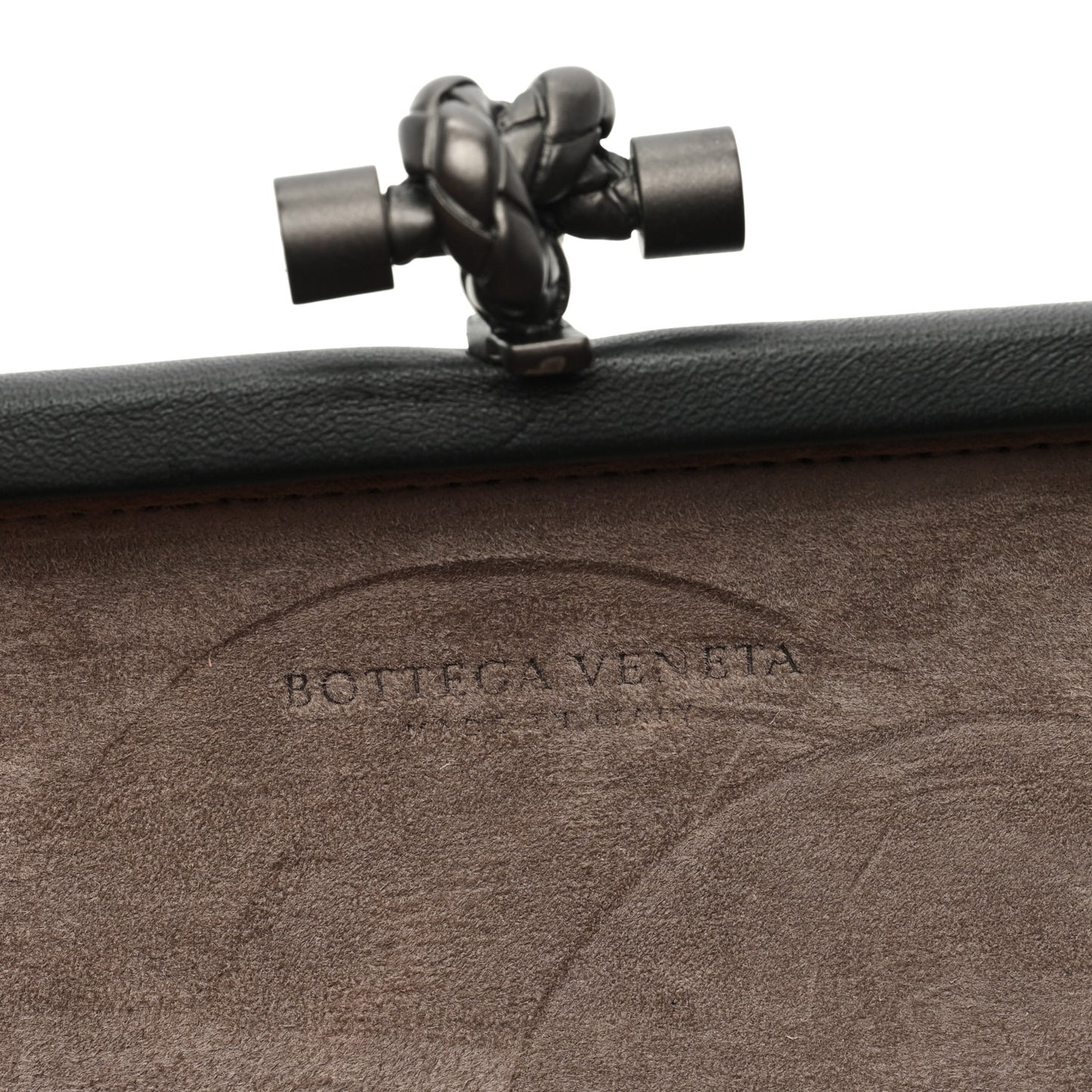 Nappa Printed Intrecciato Stretch Knot Clutch Black