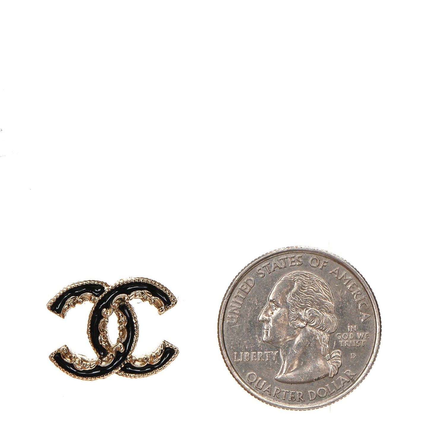 Enamel CC Baroque Earrings Black Gold