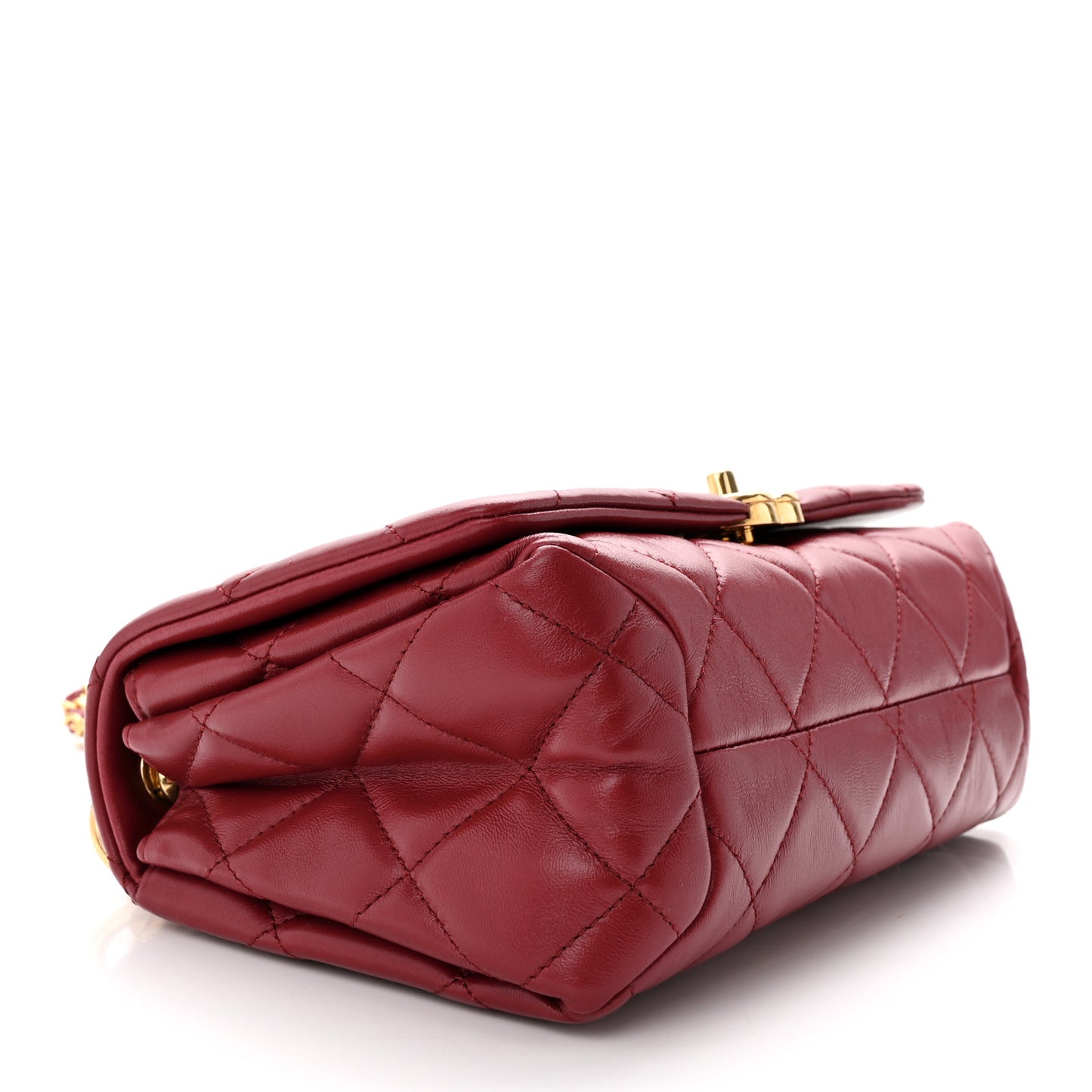 Lambskin Quilted Medium Color Match Flap Burgundy