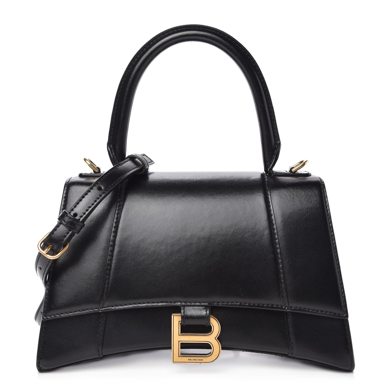 Balenciaga Shiny Box Calfskin Small Hourglass Top Handle Bag Black 1 of 9