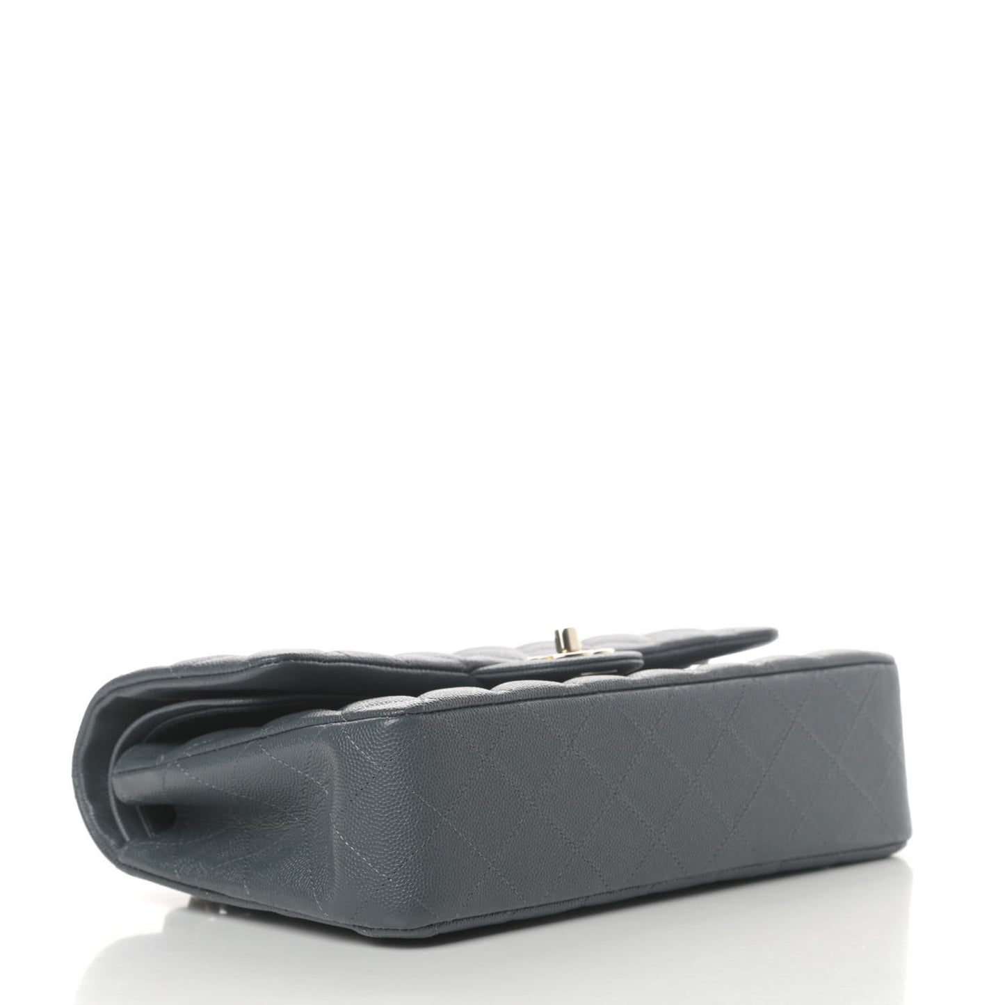 Caviar Quilted Medium Double Flap Dark Grey