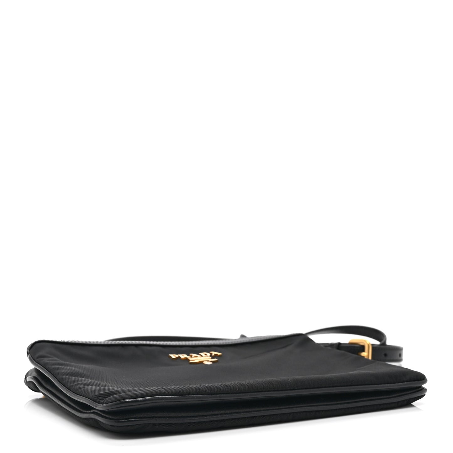 Tessuto Nylon Soft Calf Double Zip Crossbody Bag Black