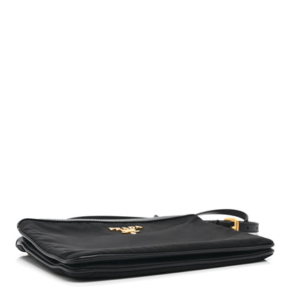 Prada Tessuto Nylon Soft Calf Double Zip Crossbody Bag Black 6 of 21