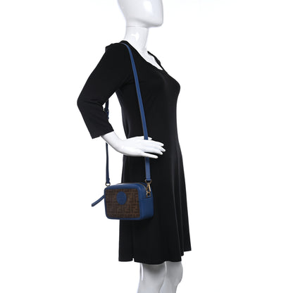 Fendi Glazed Fabric Vitello Century FF 1974 Stamp Patch Mini Camera Case Mogano Panna Iris 2 of 9