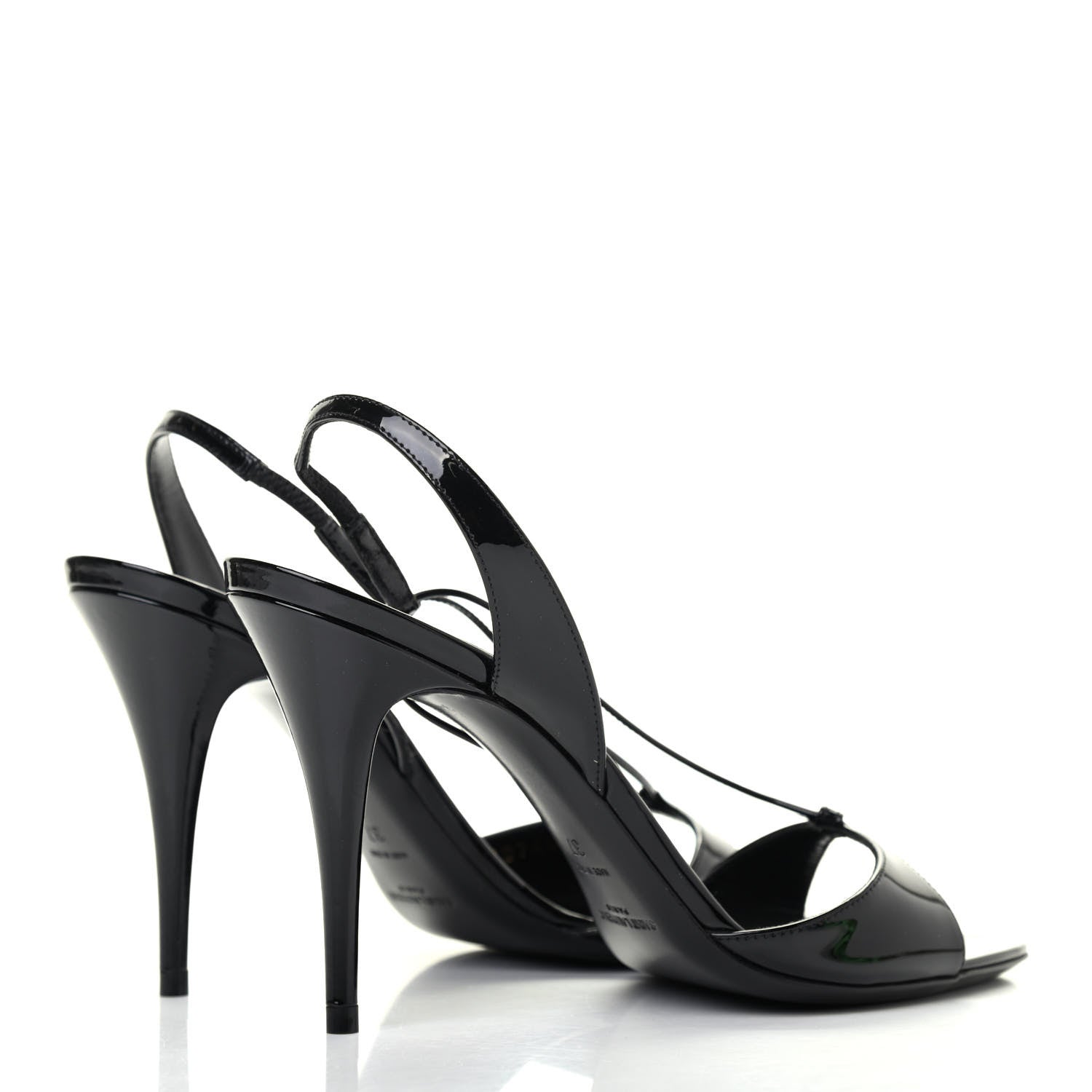 Saint Laurent Patent Calfskin Anouk 110 Sandals 37 Black 3 of 4