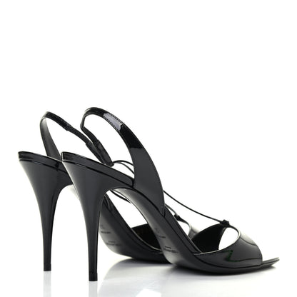 Saint Laurent Patent Calfskin Anouk 110 Sandals 37 Black 3 of 4