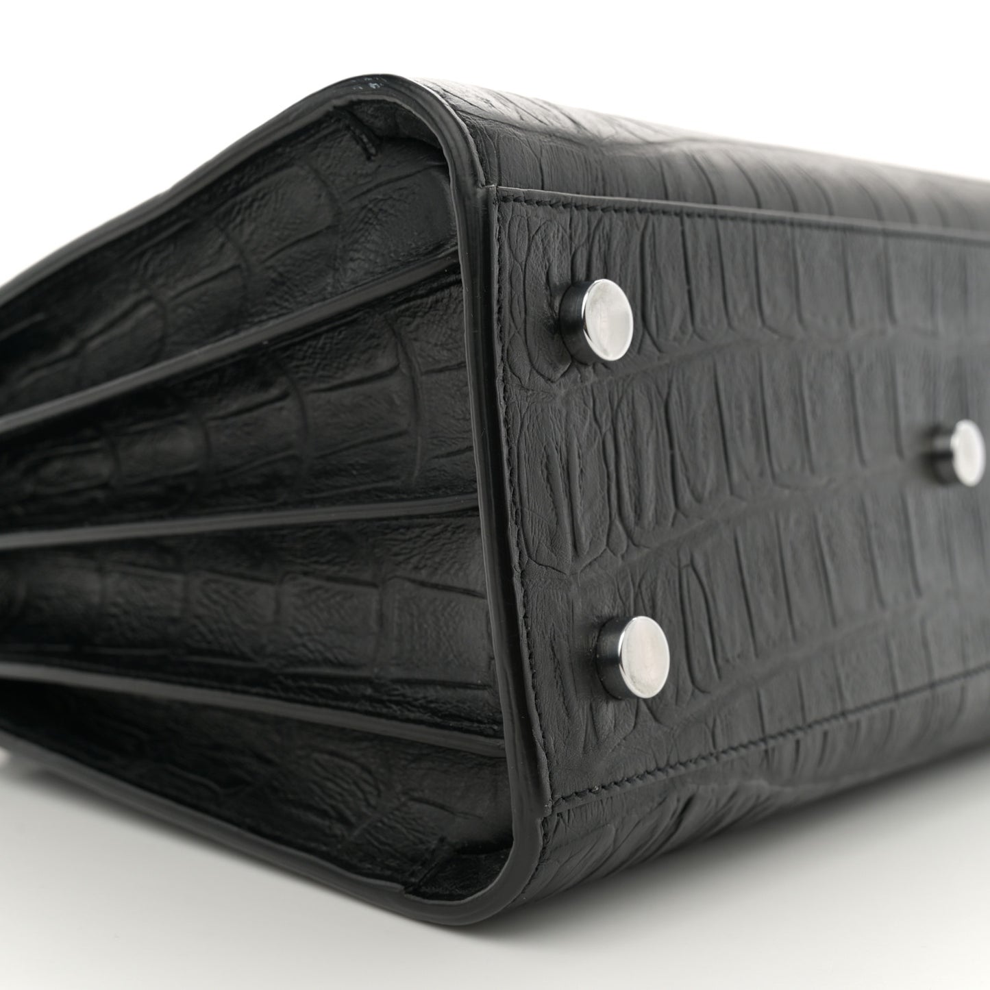 Calfskin Crocodile Embossed Baby Sac De Jour Carryall Black