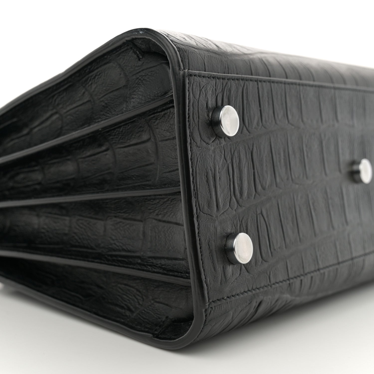 Saint Laurent Calfskin Crocodile Embossed Baby Sac De Jour Carryall Black 9 of 10