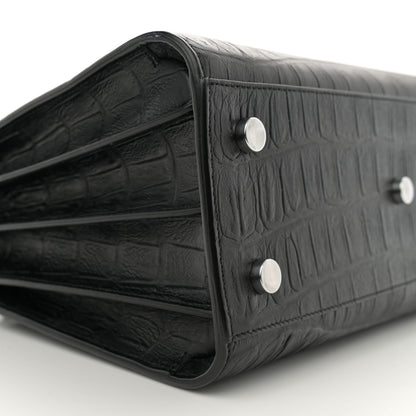 Saint Laurent Calfskin Crocodile Embossed Baby Sac De Jour Carryall Black 9 of 10