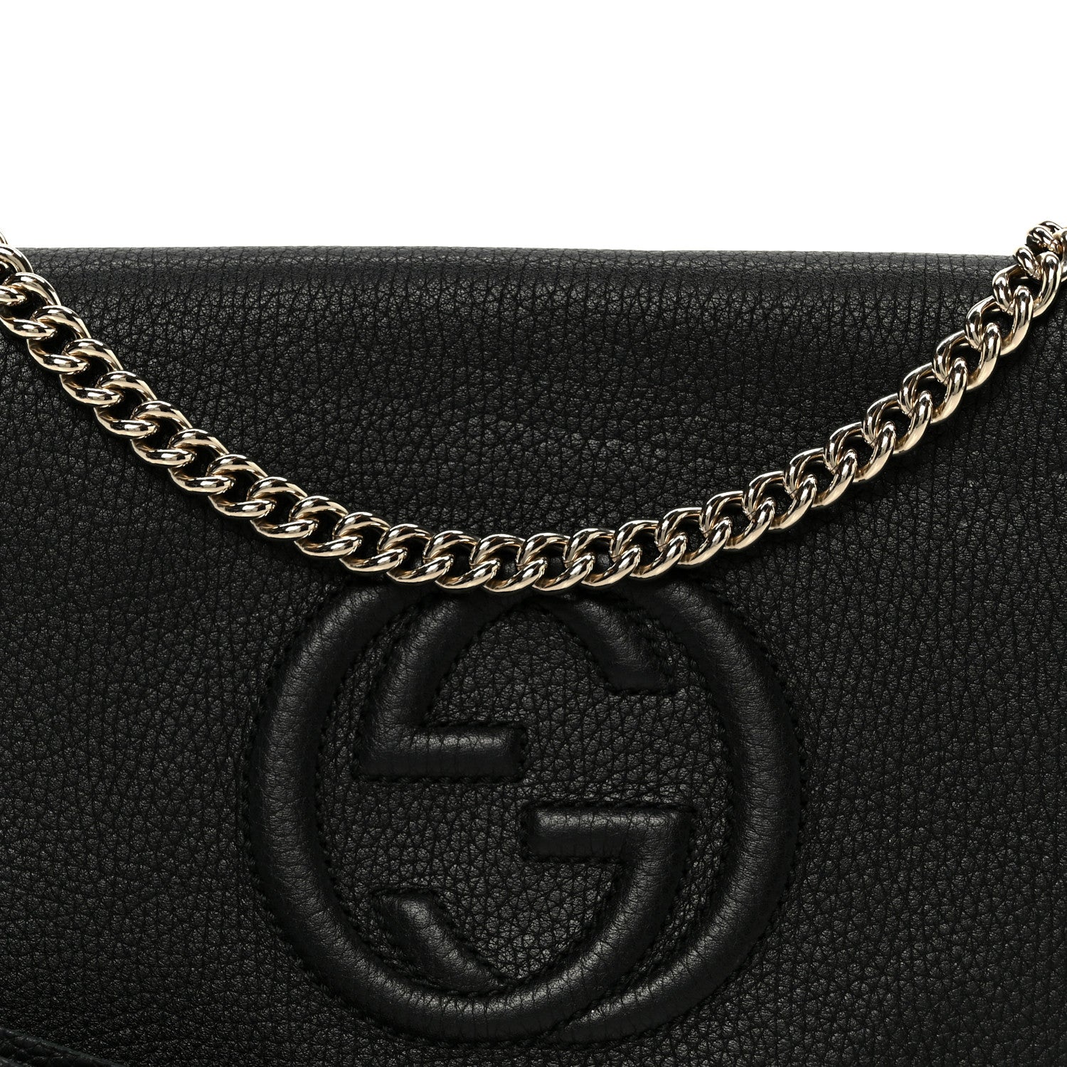 Gucci Pebbled Calfskin Medium Soho Flap Crossbody Black 9 of 11