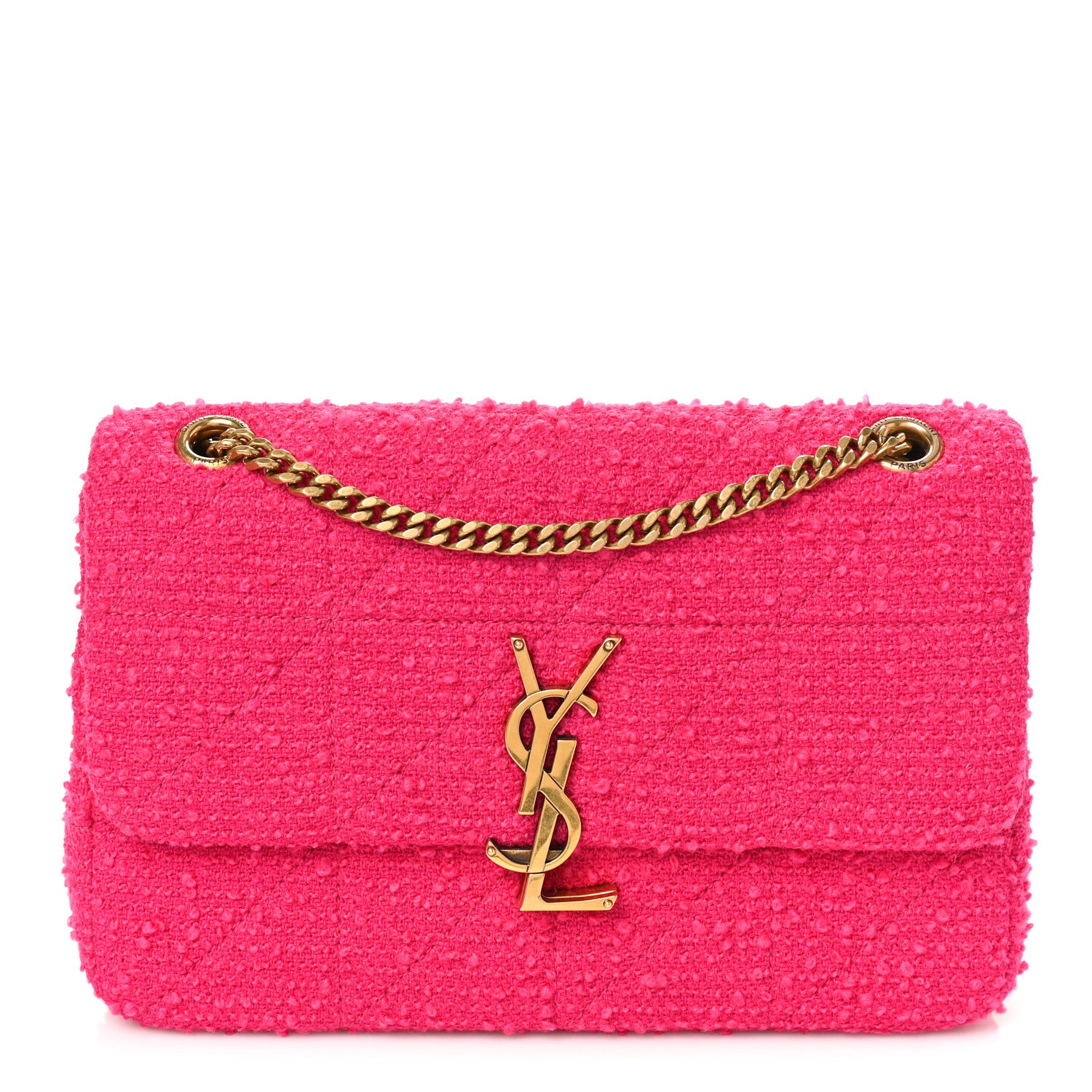 Saint Laurent Boucle Tweed Patchwork Monogram Medium Jamie Baguette Magenta 1 of 8