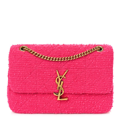 Saint Laurent Boucle Tweed Patchwork Monogram Medium Jamie Baguette Magenta 1 of 8