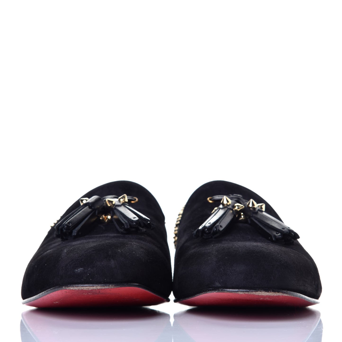 Velvet Tassel Spikes Mens Flat Loafers 41.5 Black