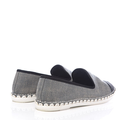 Chanel Fabric Chain CC Mocassin Loafer 38 Blue Navy 4 of 9