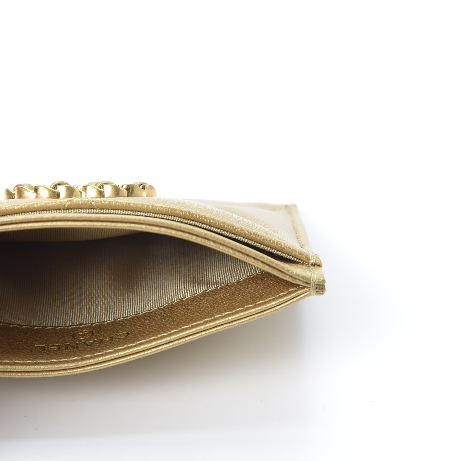 Chanel Metallic Goatskin Quilted Chanel 19 Card Holder Gold 9 of 10