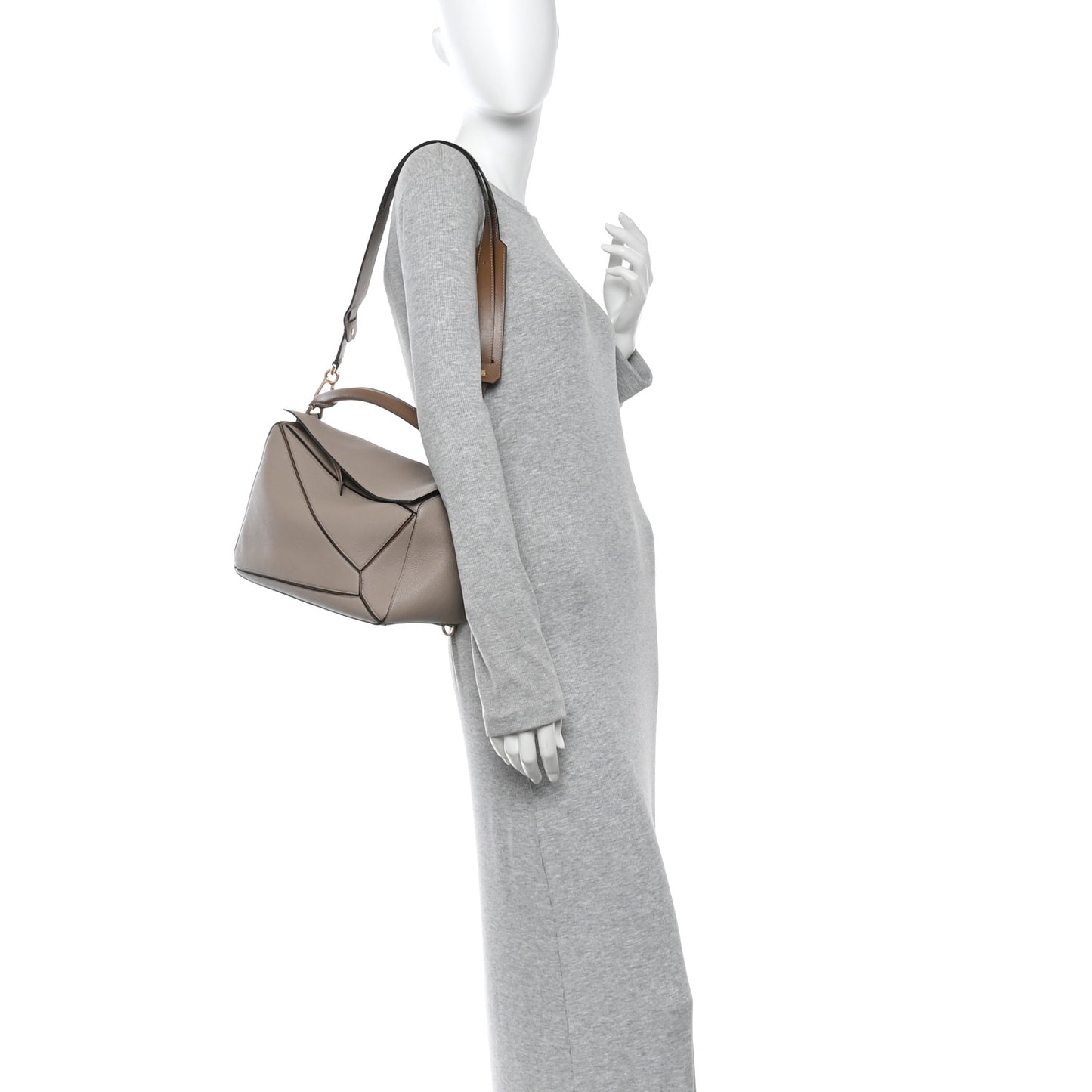 Grained Calfskin Medium Puzzle Bag Sand Mink