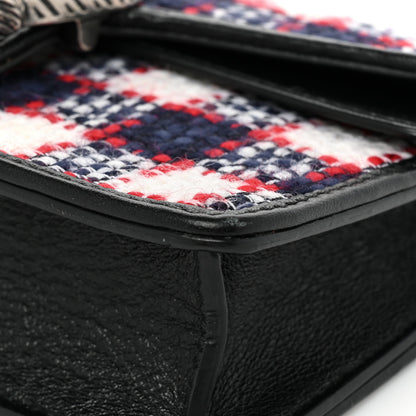Gucci Vintage Tweed Check Super Mini Dionysus Shoulder Bag White Hibiscus Red Marine 9 of 12