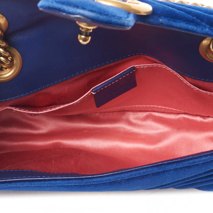Gucci Velvet Matelasse Mini GG Marmont Shoulder Bag Cobalt Blue 5 of 10