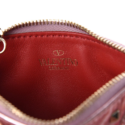 Valentino Garavani Metallic Wrinkled Lambskin Rockstud Spike Zip Coin Purse Lipstick 6 of 6