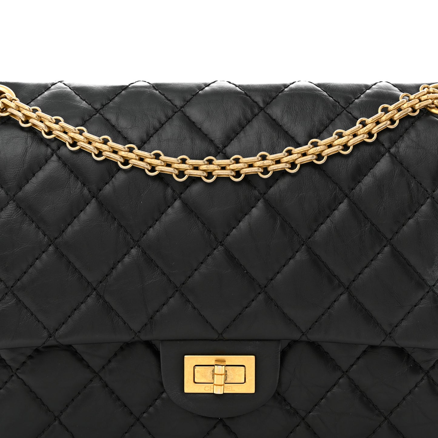 Aged Calfskin Quilted 2.55 Reissue 226 Flap Black