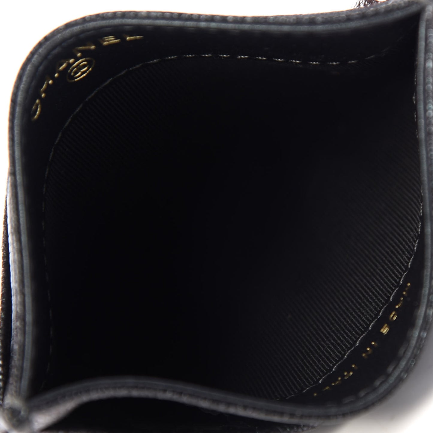 Iridescent Caviar Quilted Card Holder Black