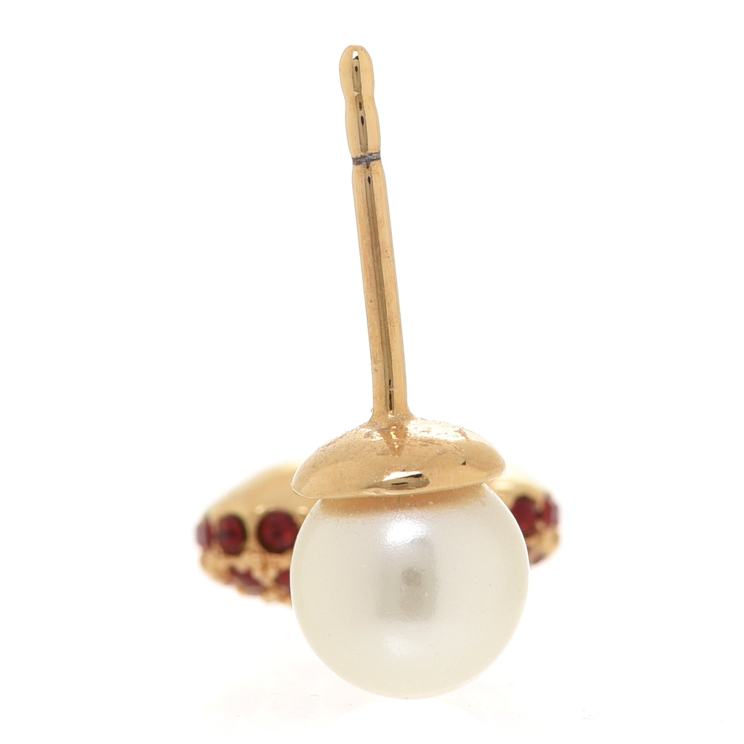 Pearl Crystal Heart Tribal Earring Gold Red