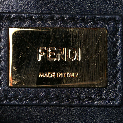 Fendi Vitello Seta Shiny Nappa Scalloped Studded Medium Peekaboo Iconic Satchel Black 9 of 17