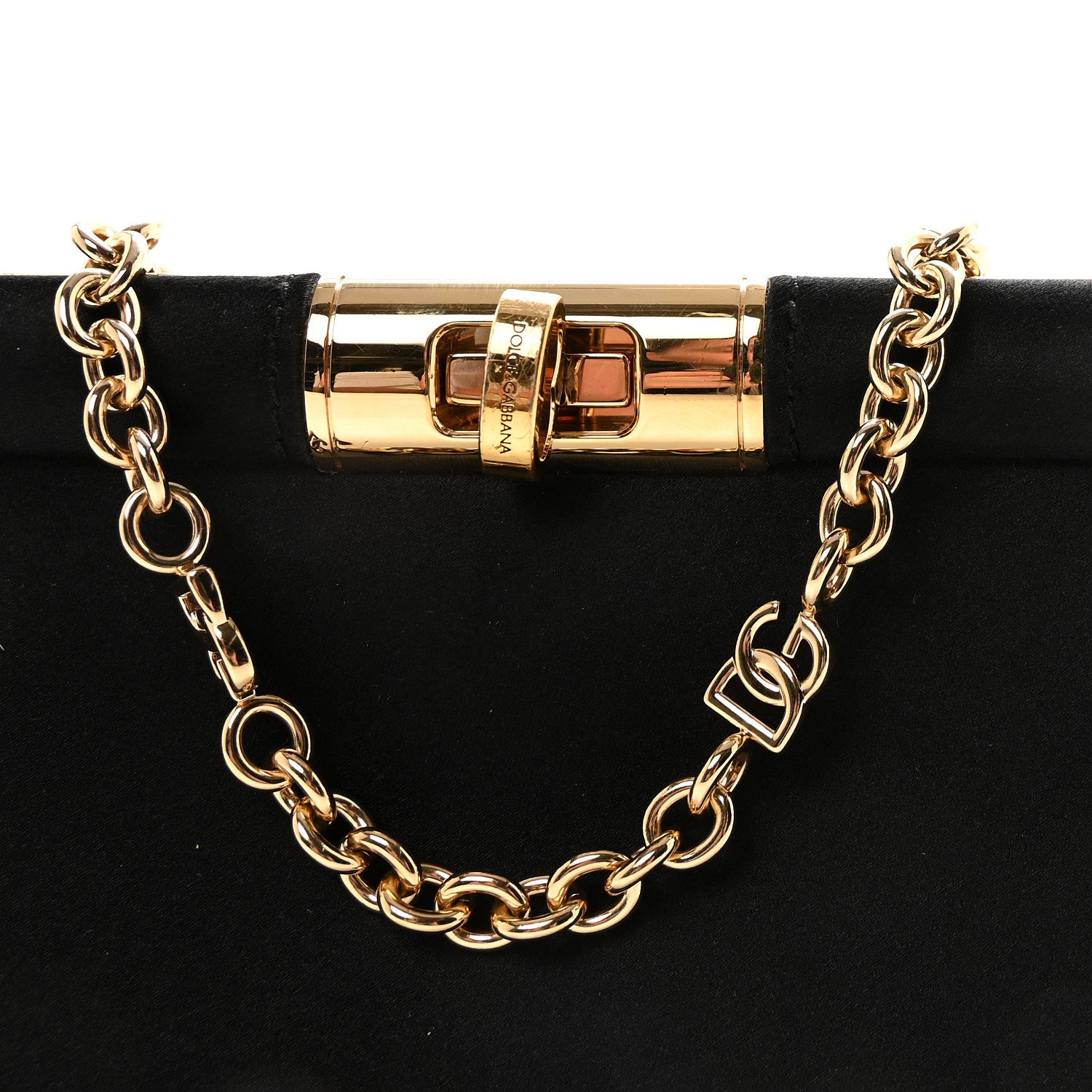 Dolce & Gabbana Satin Small Marlene Chain Clutch Black 7 of 9