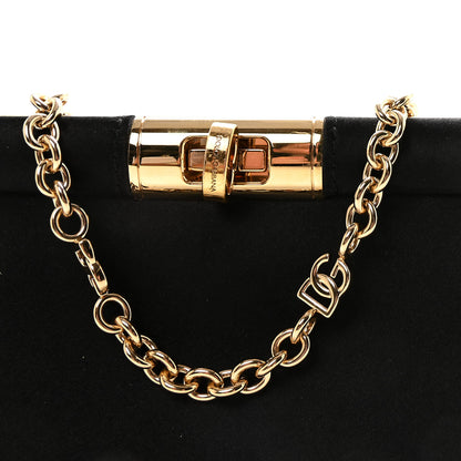 Dolce & Gabbana Satin Small Marlene Chain Clutch Black 7 of 9
