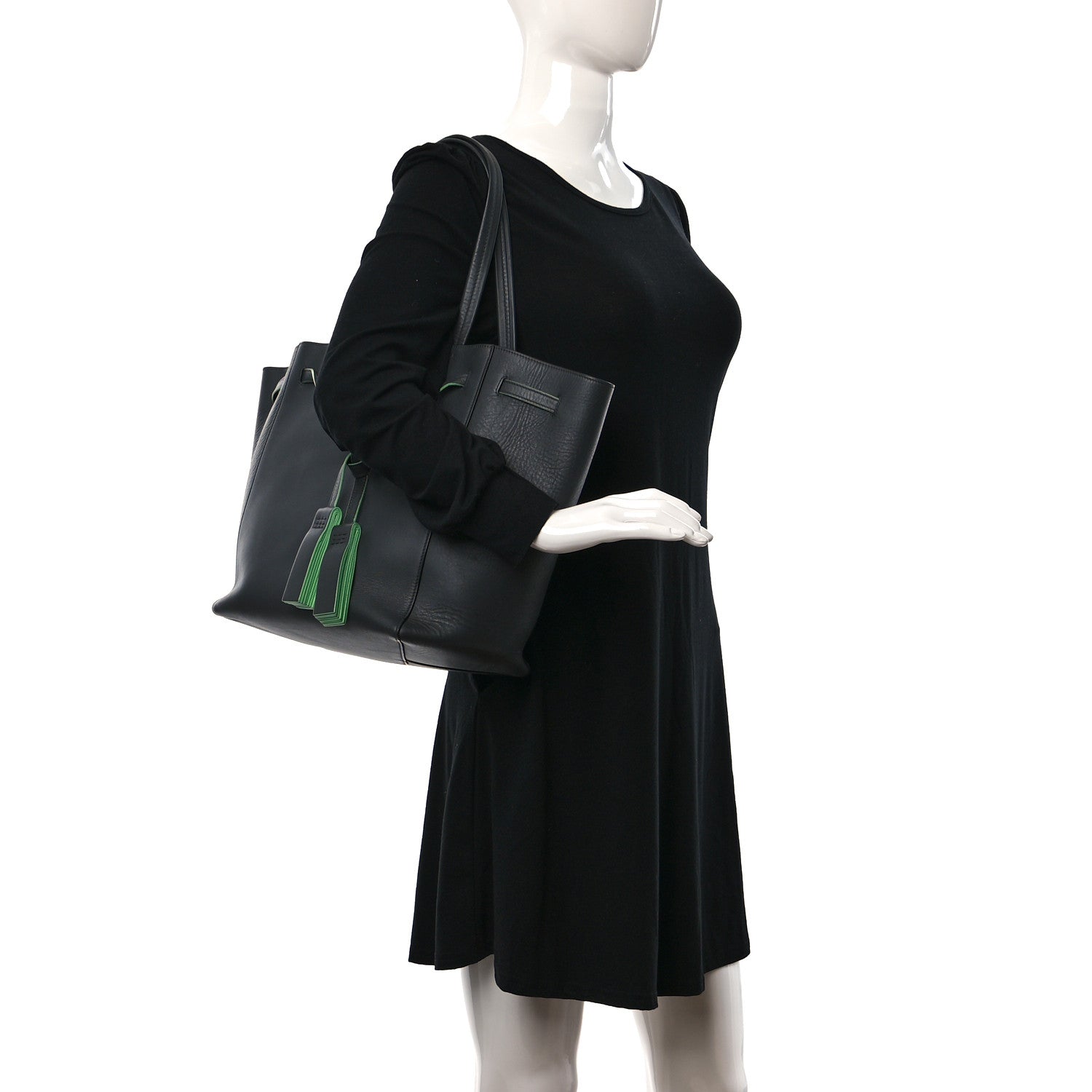 Celine Smooth Calfskin Small Tassel Cabas Phantom Gray Green 3 of 8