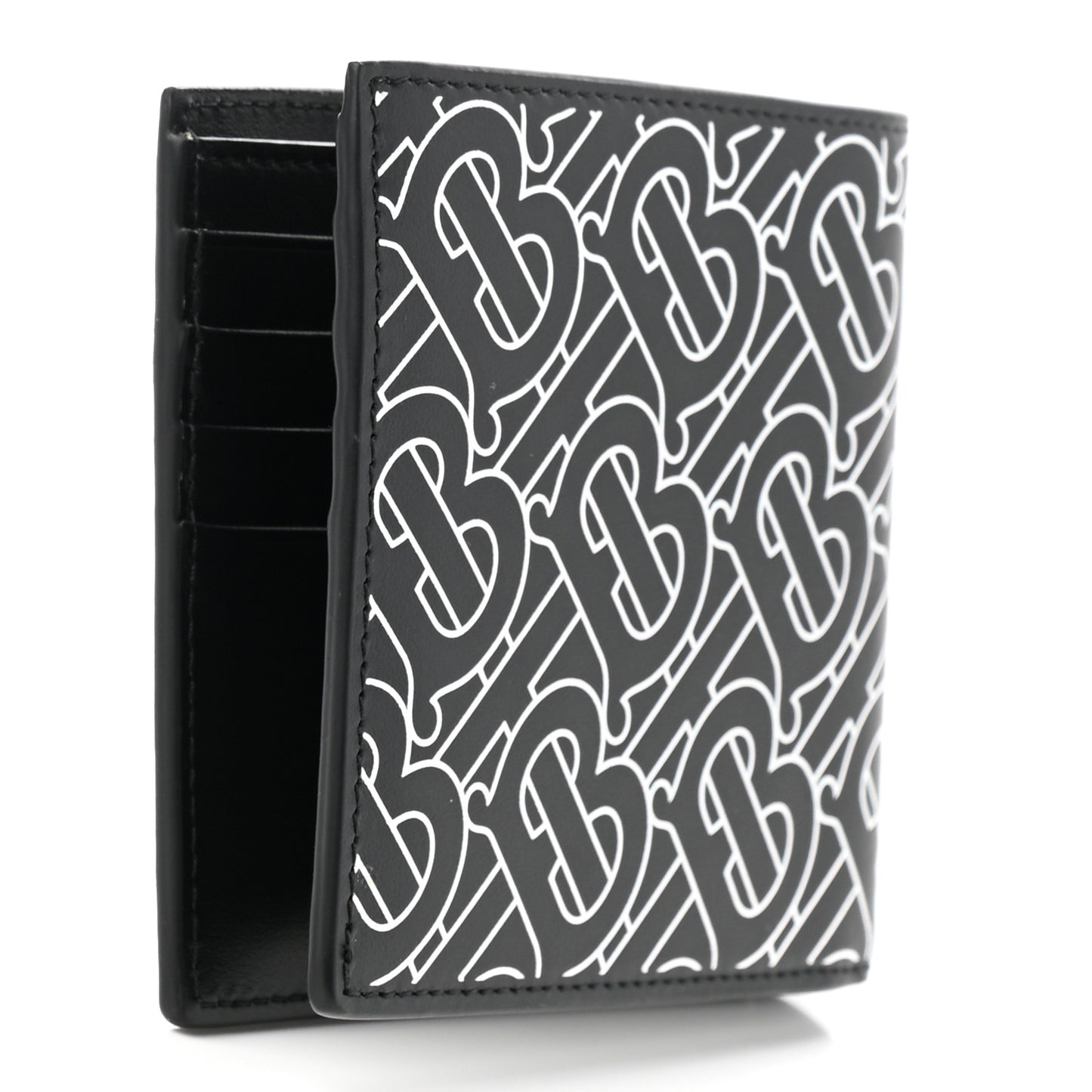 Calfskin Embossed Monogram Bi-Fold Wallet Black White