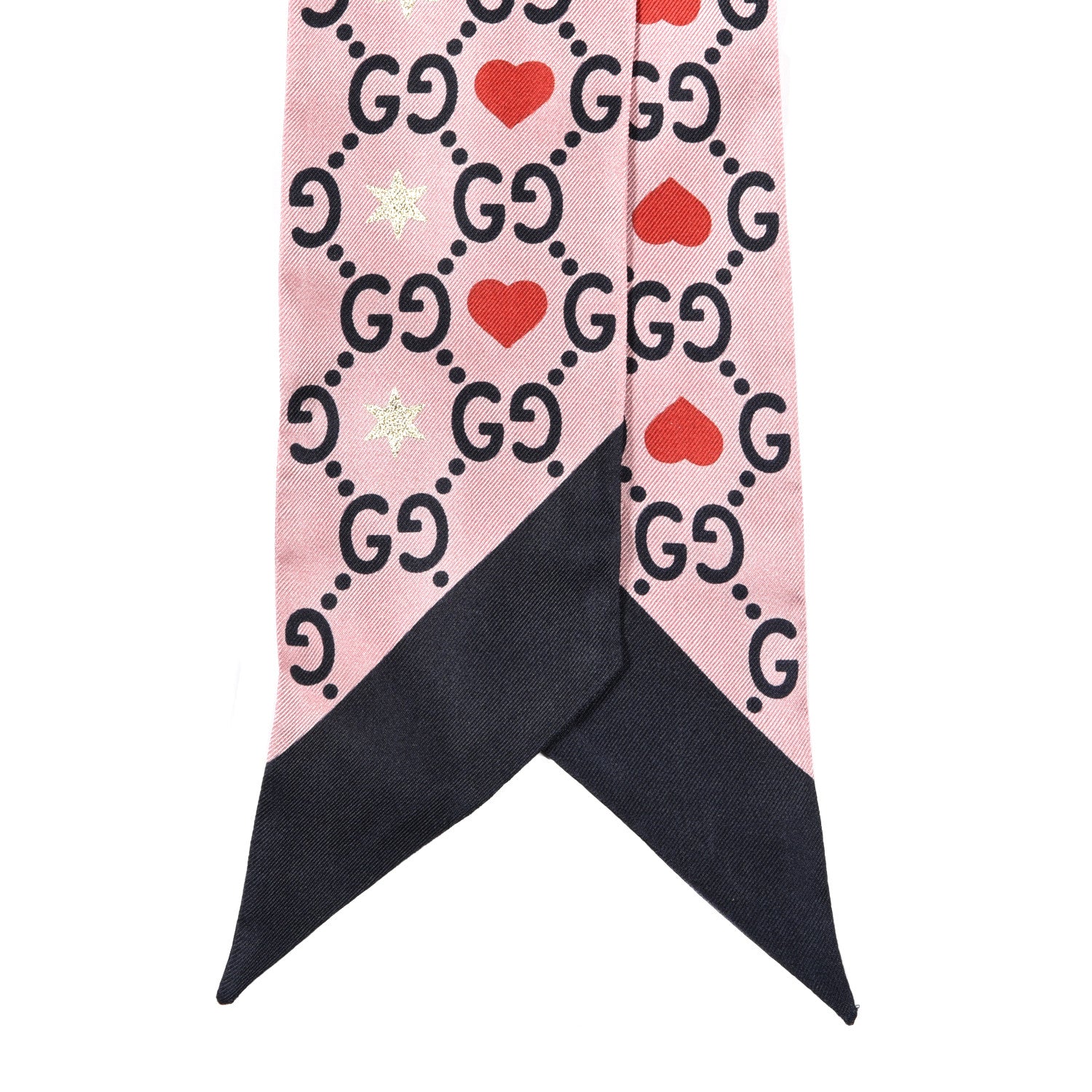 Gucci Silk Twill Big Dimmy Neck Bow Scarf Pink Blue 2 of 3