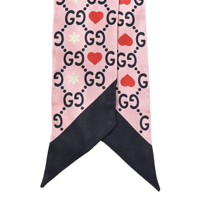 Gucci Silk Twill Big Dimmy Neck Bow Scarf Pink Blue 2 of 3