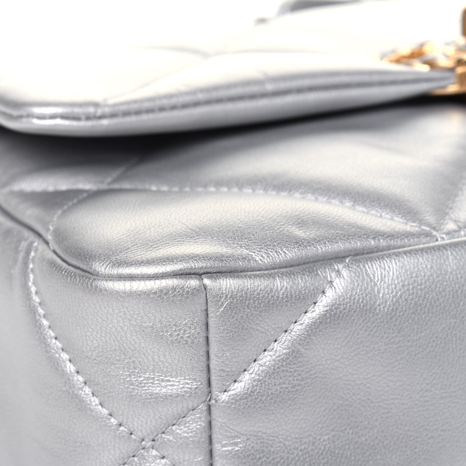 Chanel Metallic Goatskin Quilted Medium Chanel 19 Flap Silver 11 of 18