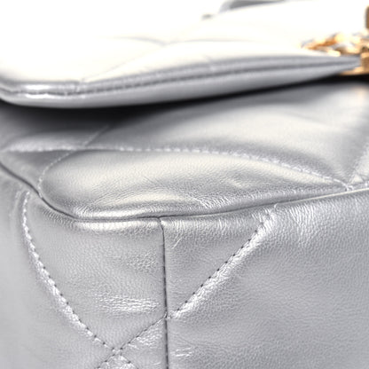 Chanel Metallic Goatskin Quilted Medium Chanel 19 Flap Silver 11 of 18
